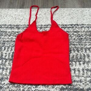 Zara spaghetti strap low back tank top red